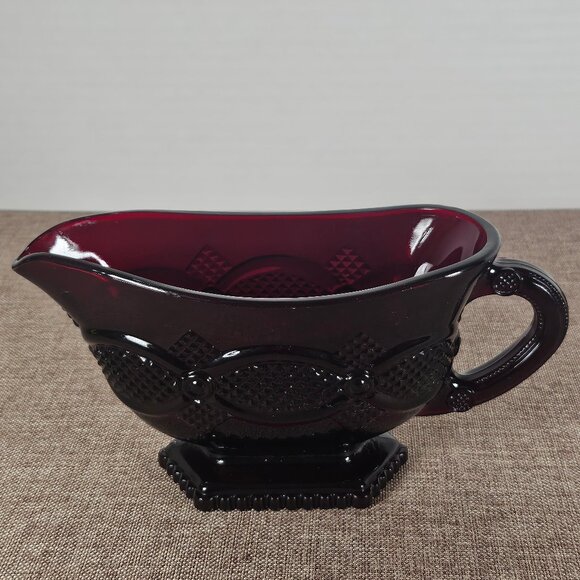 Avon Cape Cod 1876 Collection Ruby Red Gravy Boat. Soft Boat - Picture 4 of 11
